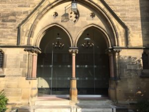 Jesmond URC old main entrance glazed